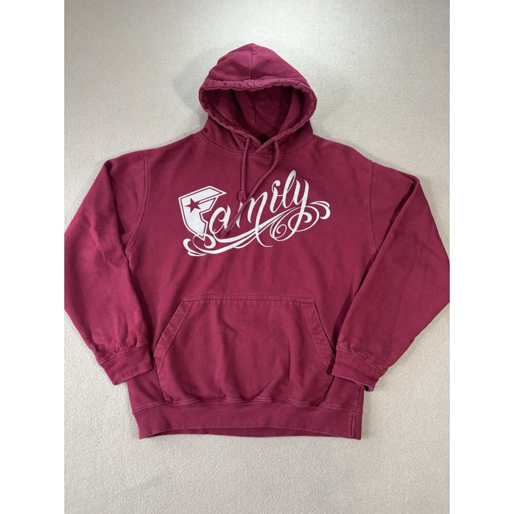 Famous Stars & Straps Family Hoodie Mens M Burgundy Red Y2K Skater Streetwear